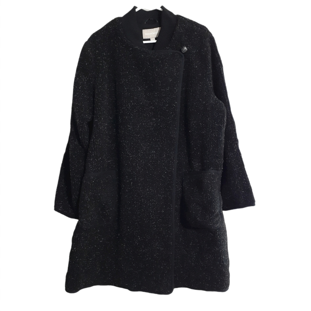 Woman Within Black Sherpa Cardigan Cape Jacket with Pockets 18/20 NWOT